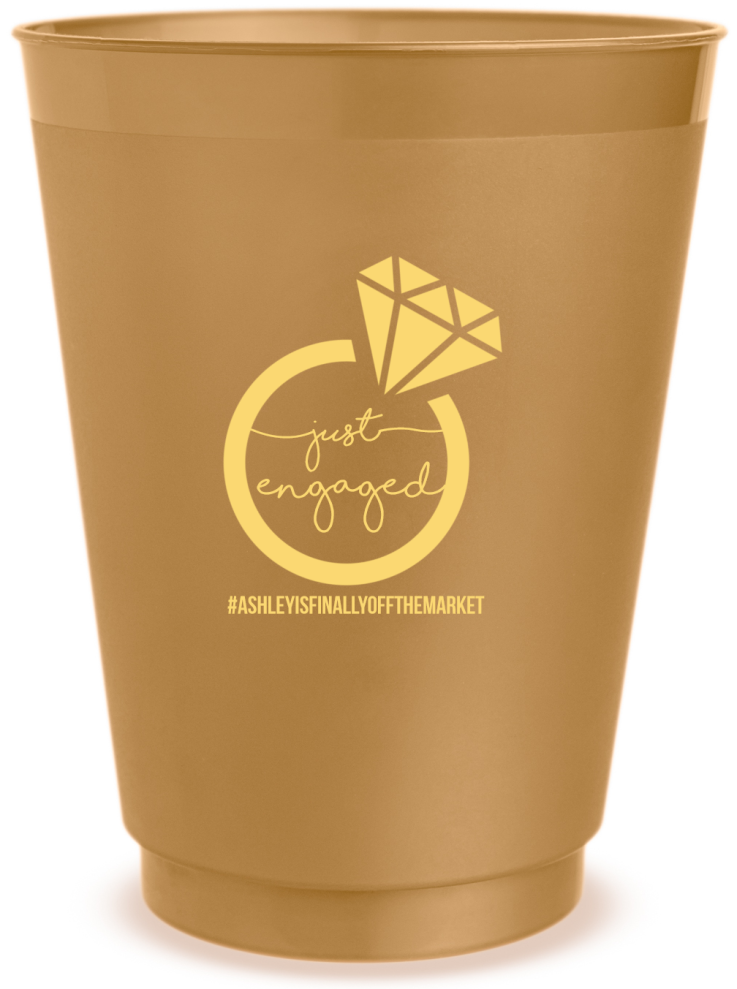 Custom Large Diamond Ring Just Engaged Frosted Stadium Cups