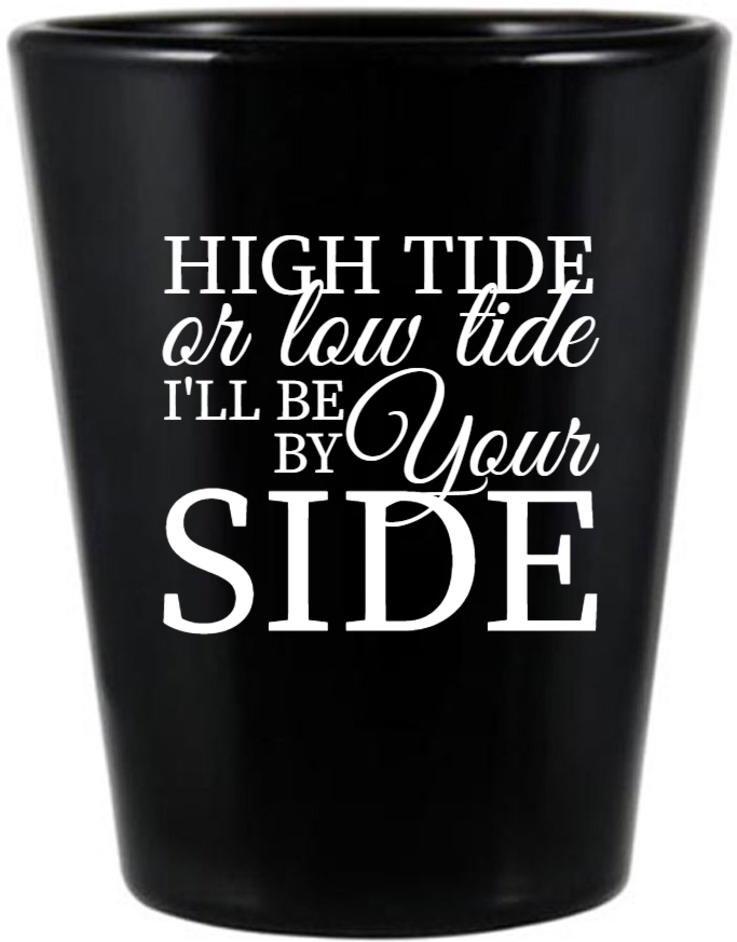 Customized Be By Your Side Nautical Wedding Black Shot Glasses