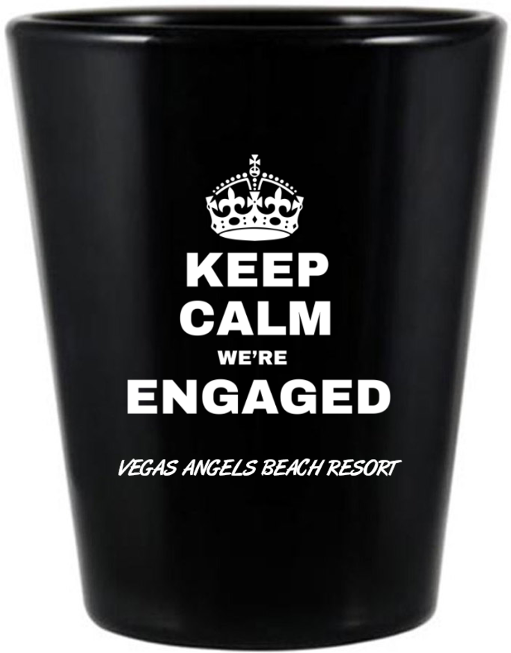 Personalized Keep Calm We&rsquo;re Engaged Black Shot Glasses