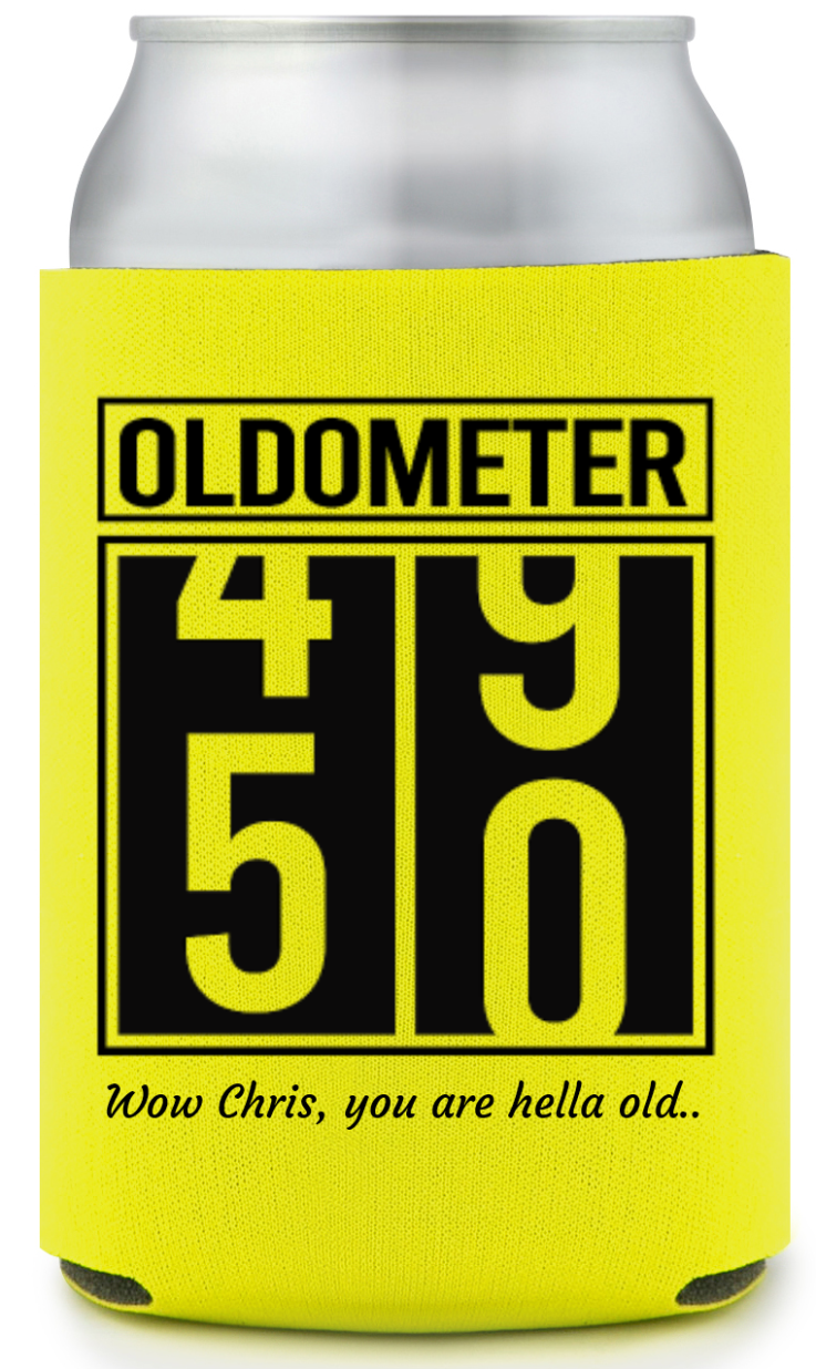 50th Birthday Oldometer Full Color Can Coolers