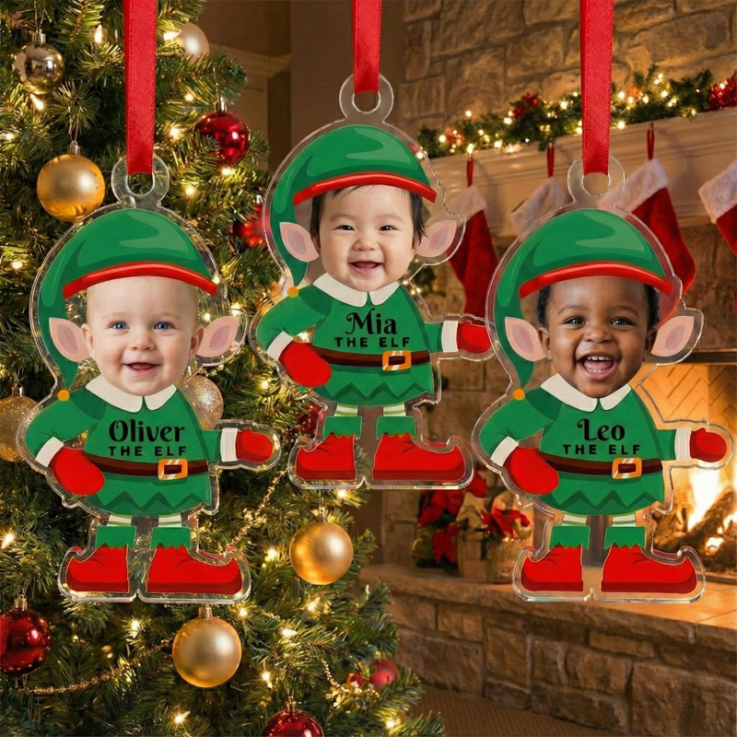 Personalized Elf Acrylic Christmas Ornaments - 