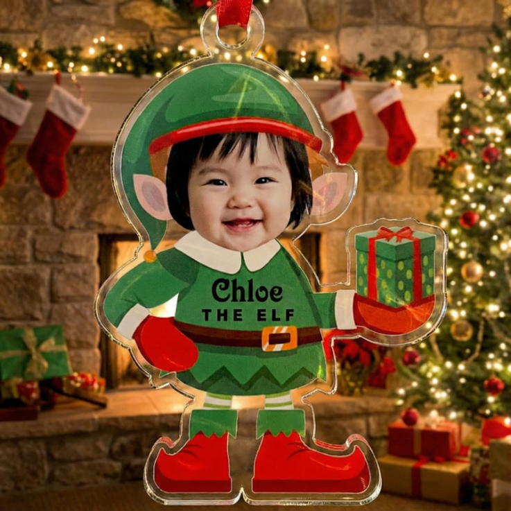 Personalized Elf Acrylic Christmas Ornaments - 