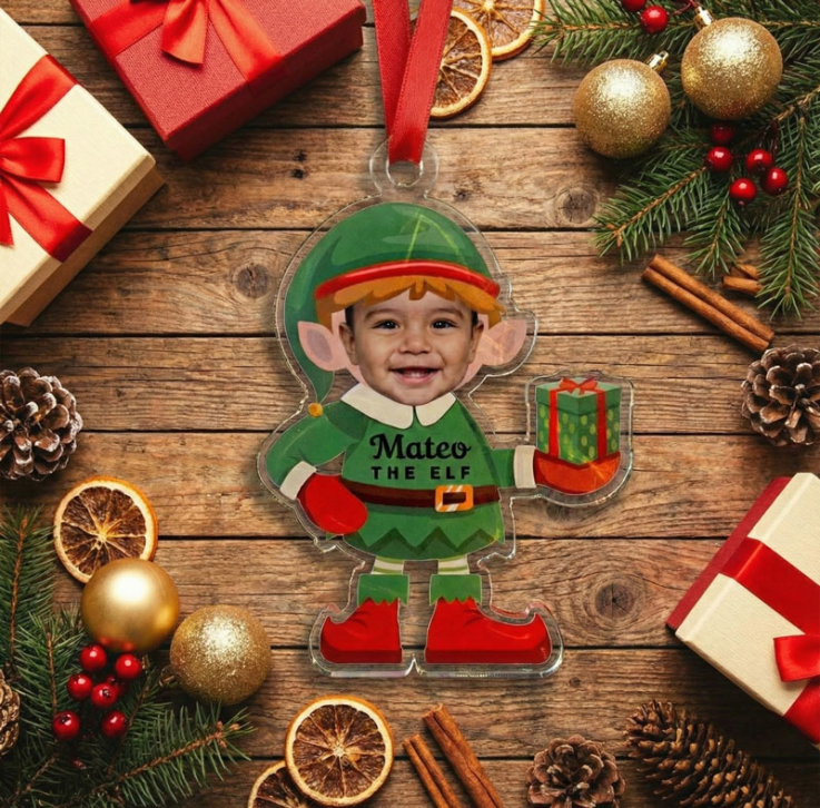 Personalized Elf Acrylic Christmas Ornaments - 