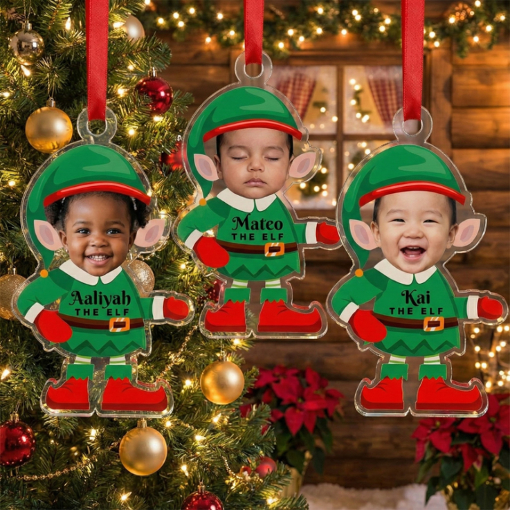 Personalized Elf Acrylic Christmas Ornaments - 
