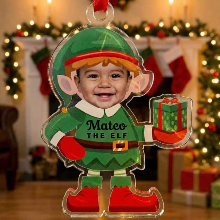 Personalized Elf Acrylic Christmas Ornaments - 