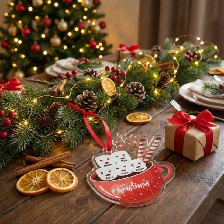 Personalized Marshmallows in Hot Chocolate Ornaments - 