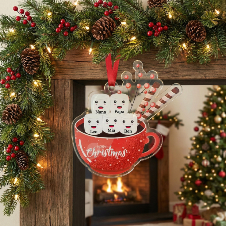 Personalized Marshmallows in Hot Chocolate Ornaments - 