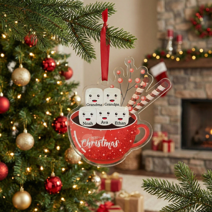 Personalized Marshmallows in Hot Chocolate Ornaments - 
