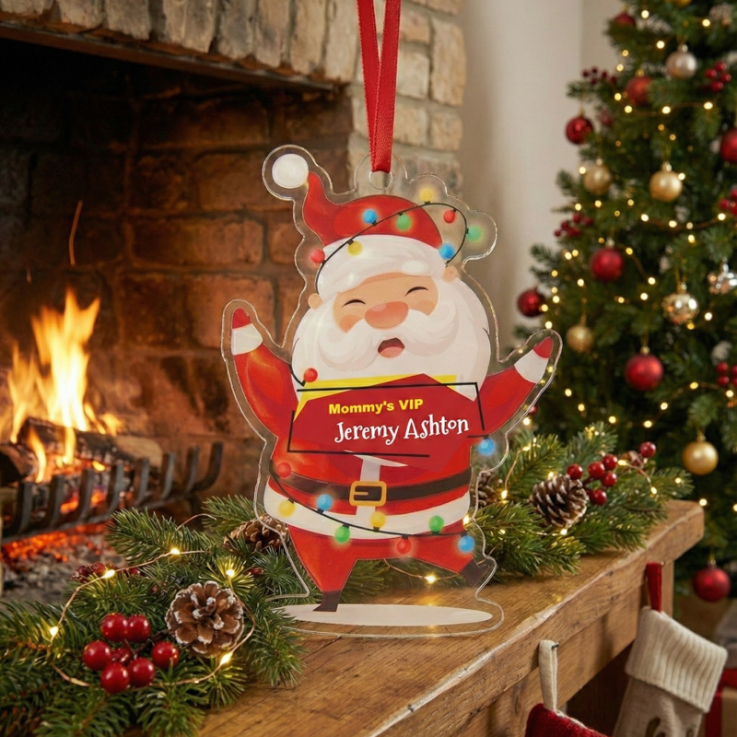 Personalized Message from Cheery Santa Ornaments - 