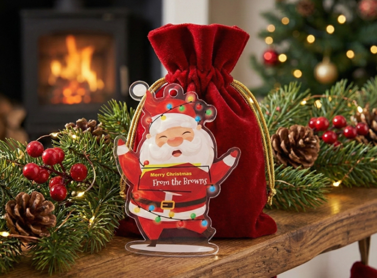 Personalized Message from Cheery Santa Ornaments - 