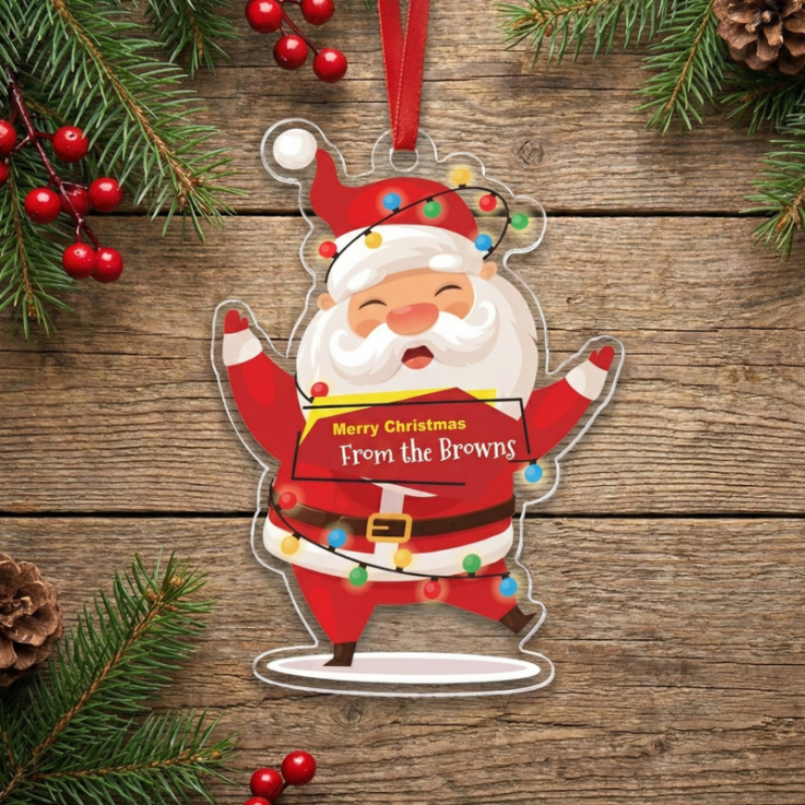 Personalized Message from Cheery Santa Ornaments - 
