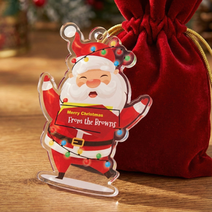 Personalized Message from Cheery Santa Ornaments - 