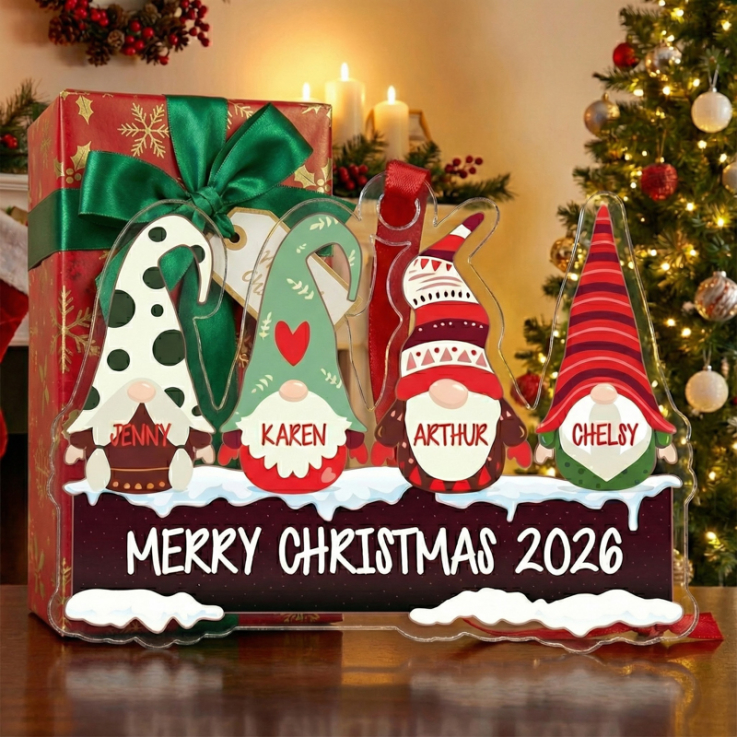 Personalized Phrase Four Gnomes Ornaments - 