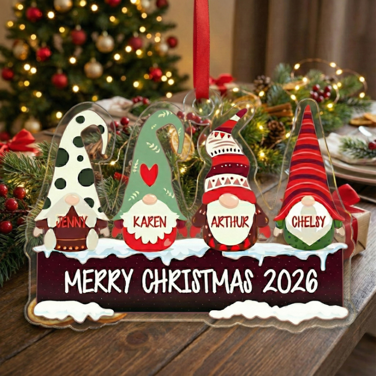 Personalized Phrase Four Gnomes Ornaments - 