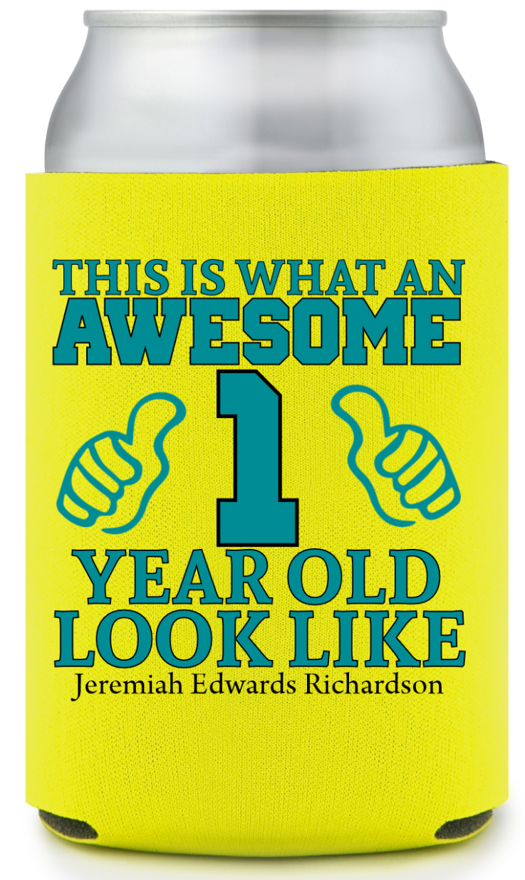 Awesome 1 Year Old Birthday Full Color Can Coolers