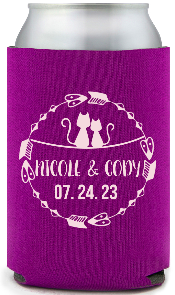 Custom Cat Always And Furever Pet Wedding Full Color Can Coolers