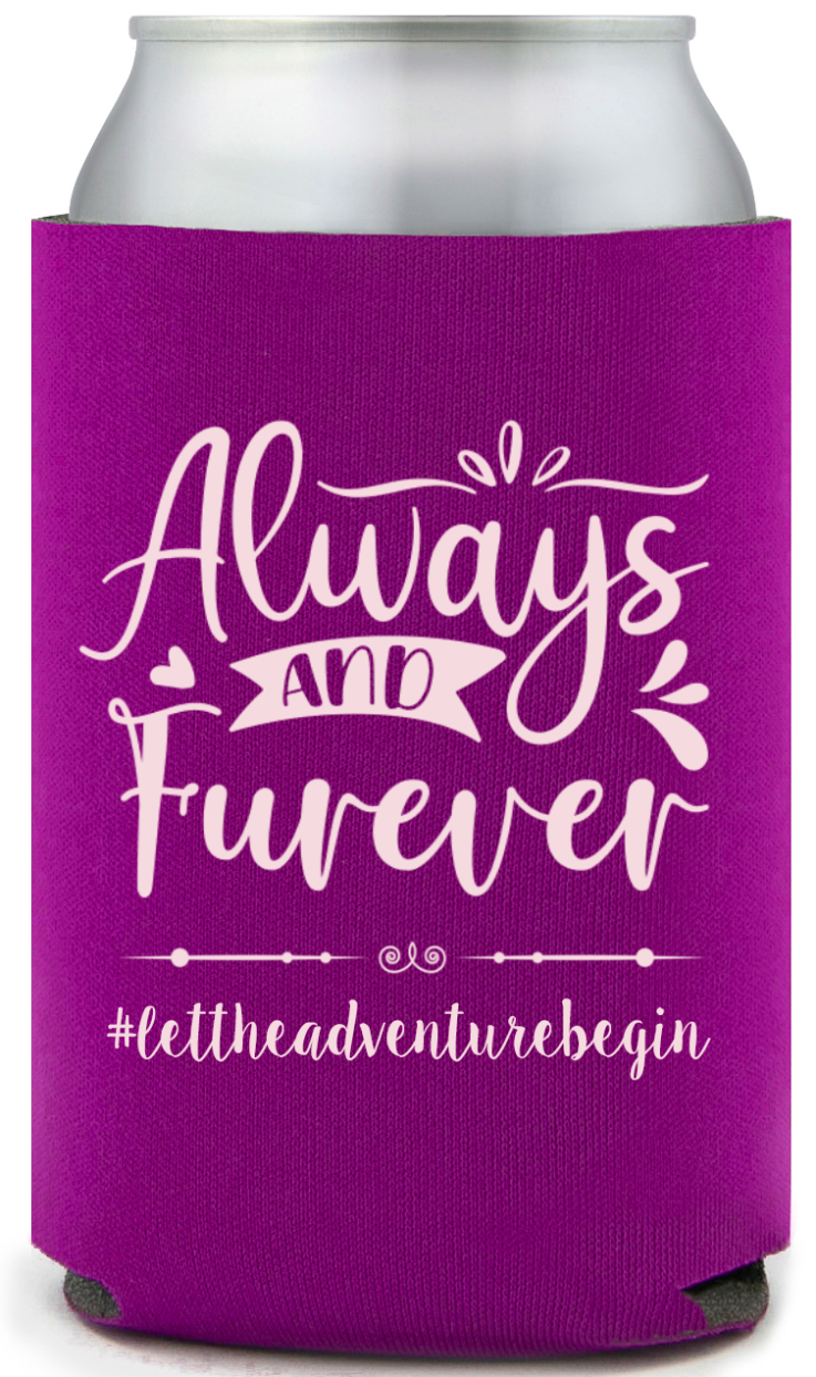 Custom Cat Always And Furever Pet Wedding Full Color Can Coolers