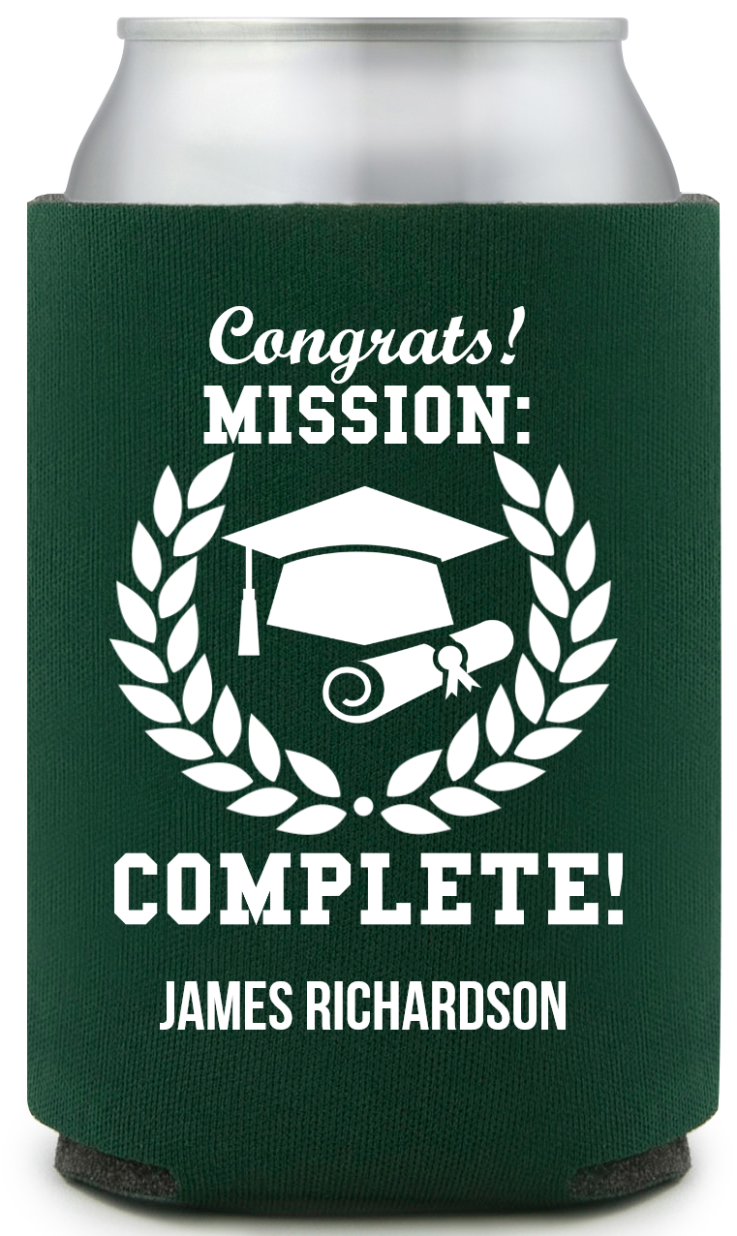 Custom Congrats Mission Complete Graduation Full Color Can Coolers