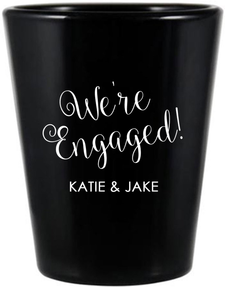 Custom Future Mrs. And Lucky Mr. Engagement Black Shot Glasses