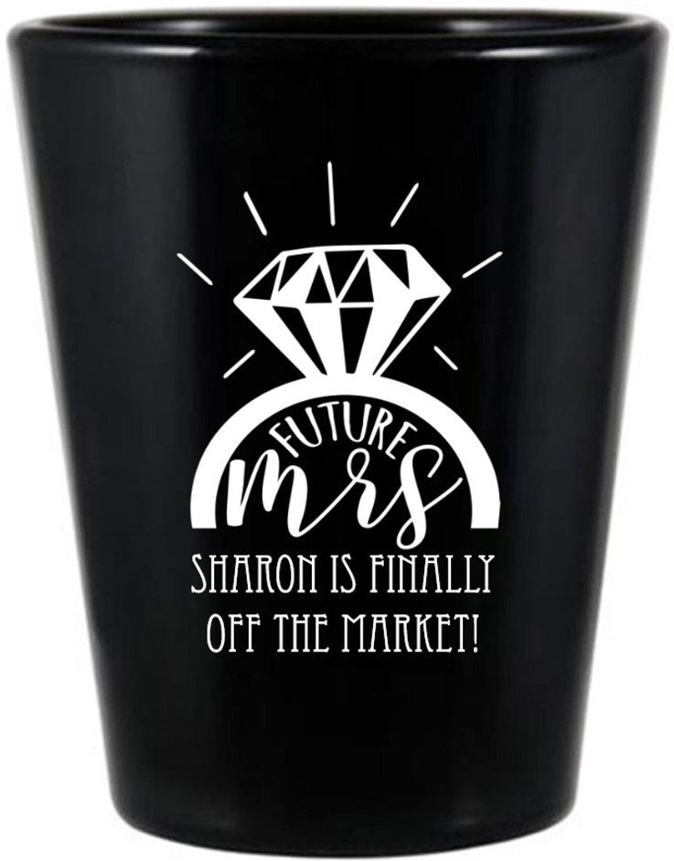 Custom Future Mrs Diamond Ring Engagement Black Shot Glasses
