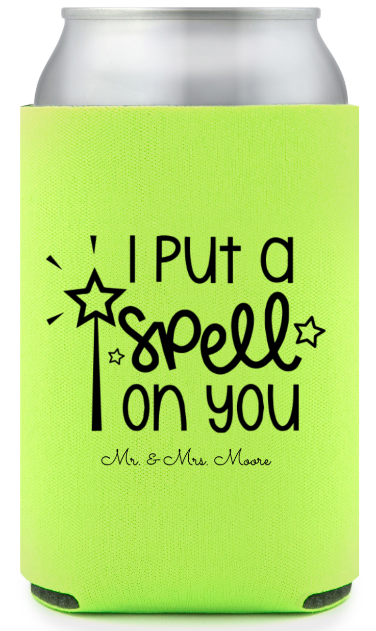 Custom I Put A Spell On You Fairytale Wedding Full Color Can Coolers