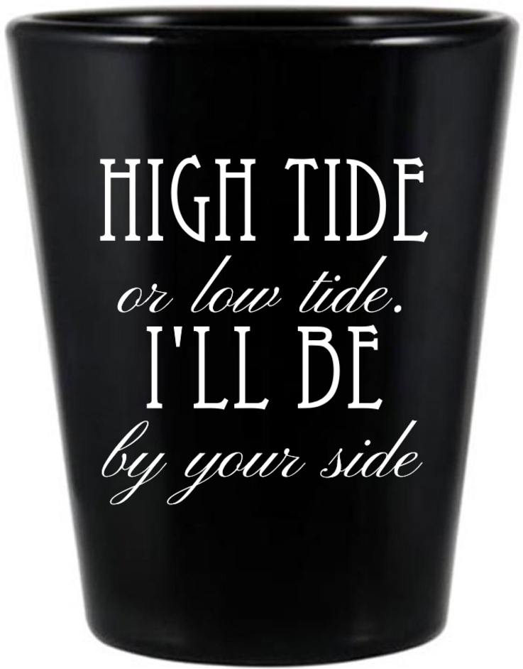 Custom I’ll Be By Your Side Sailboat Nautical Wedding Black Shot Glasses
