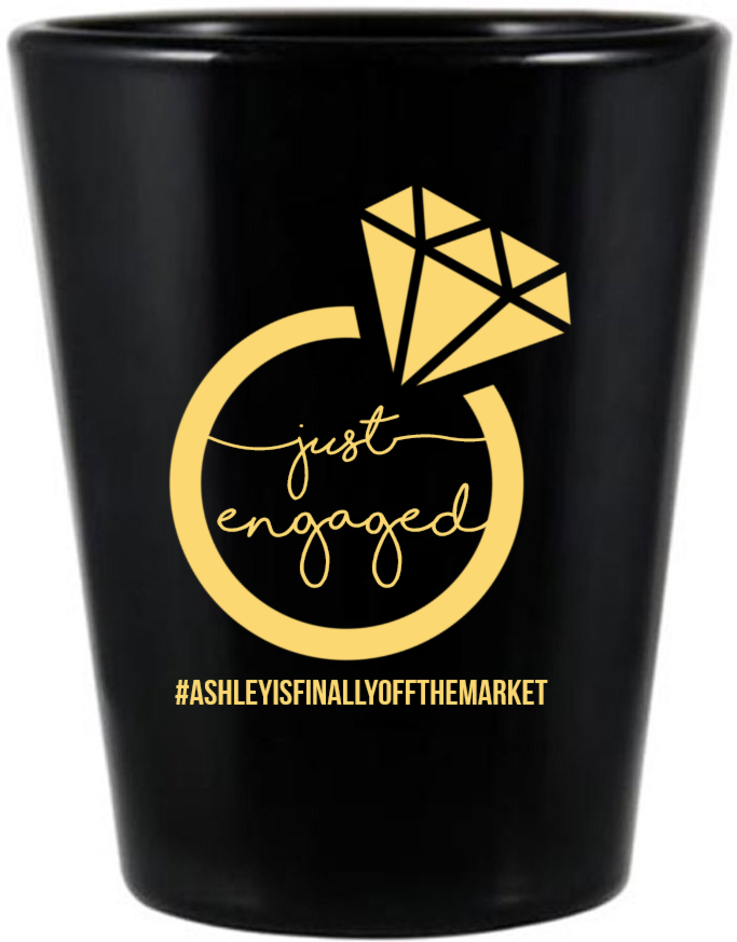 Custom Large Diamond Ring Just Engaged Black Shot Glasses