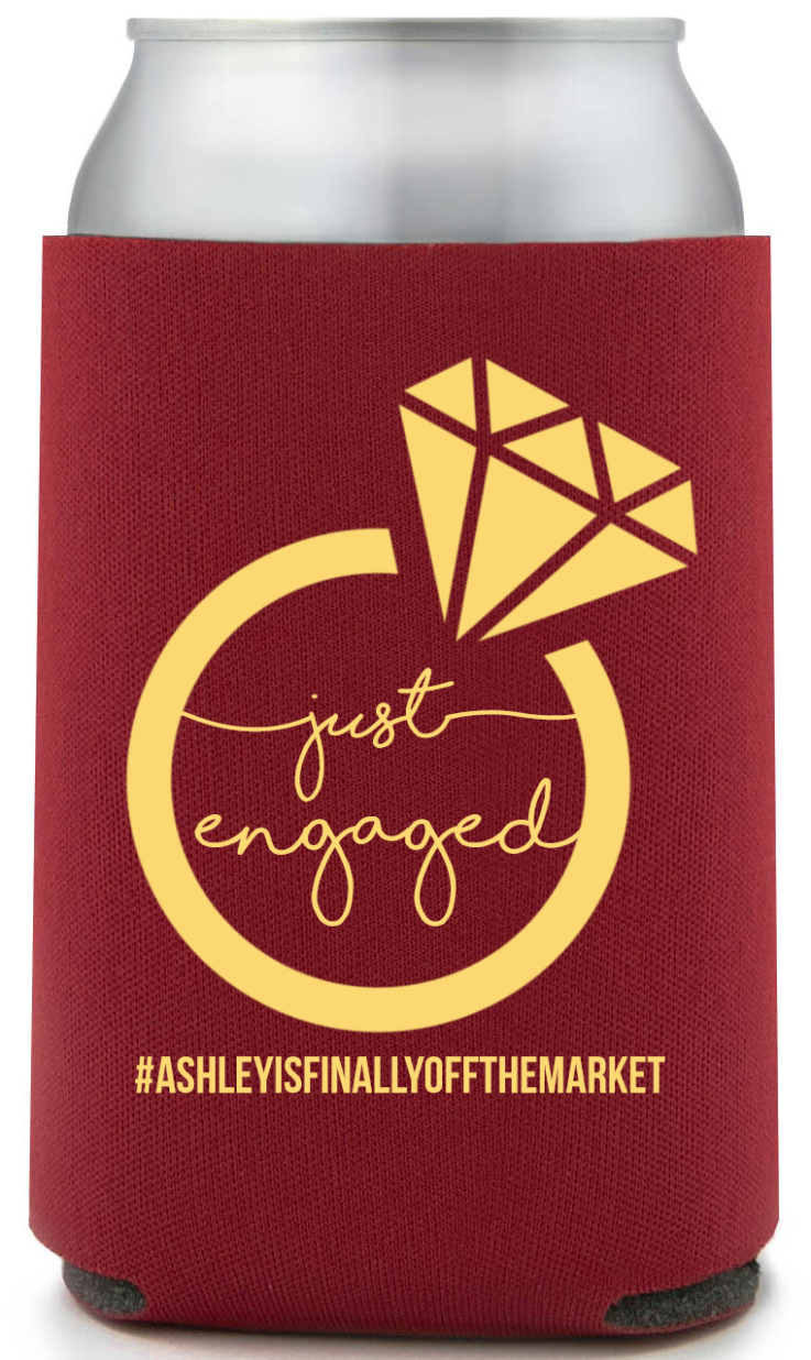 Custom Large Diamond Ring Just Engaged Full Color Can Coolers
