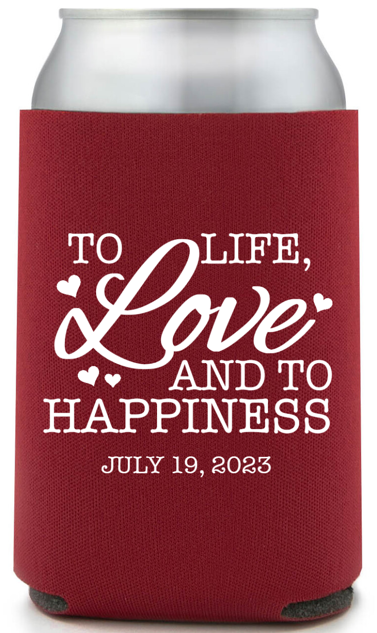 Custom Life Love And Happiness Carriage Fairytale Wedding Full Color Can Coolers