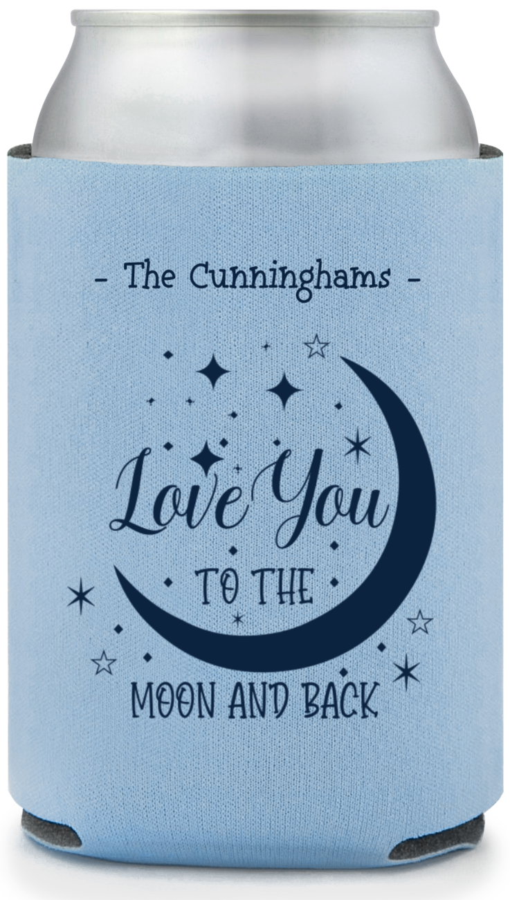 Custom Love You To The Moon And Back Wedding Full Color Can Coolers