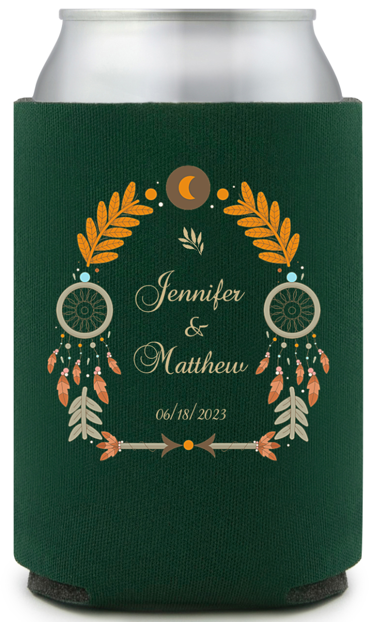 Custom Wild And Free Dreamcatcher Boho Wedding Full Color Can Coolers