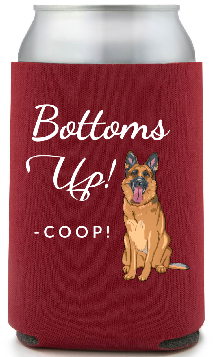 Customized German Shepherd Bottoms Up Pet Wedding Full Color Can Coolers