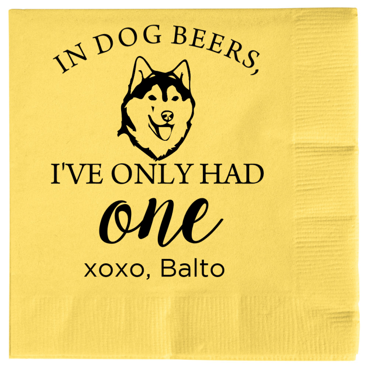 Customized Husky In Dog Beers Pet Wedding Premium Napkins
