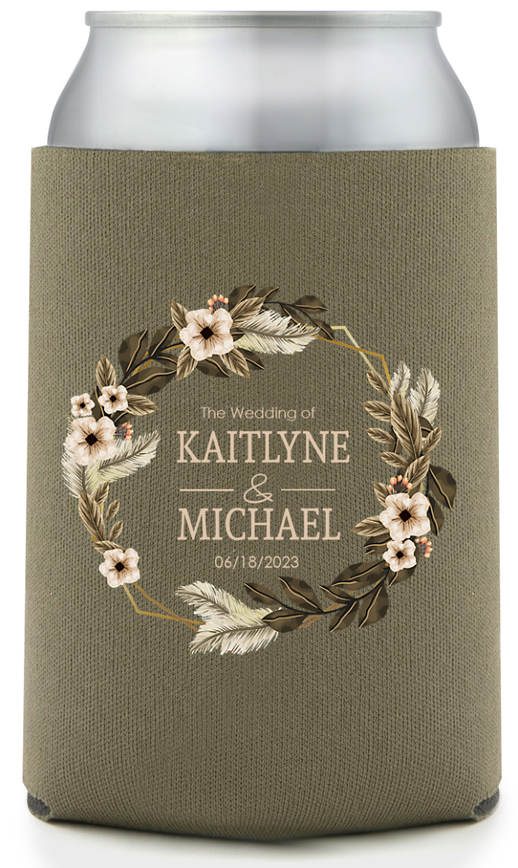 Customized Names Ethereal Bohemian Wedding Full Color Can Coolers