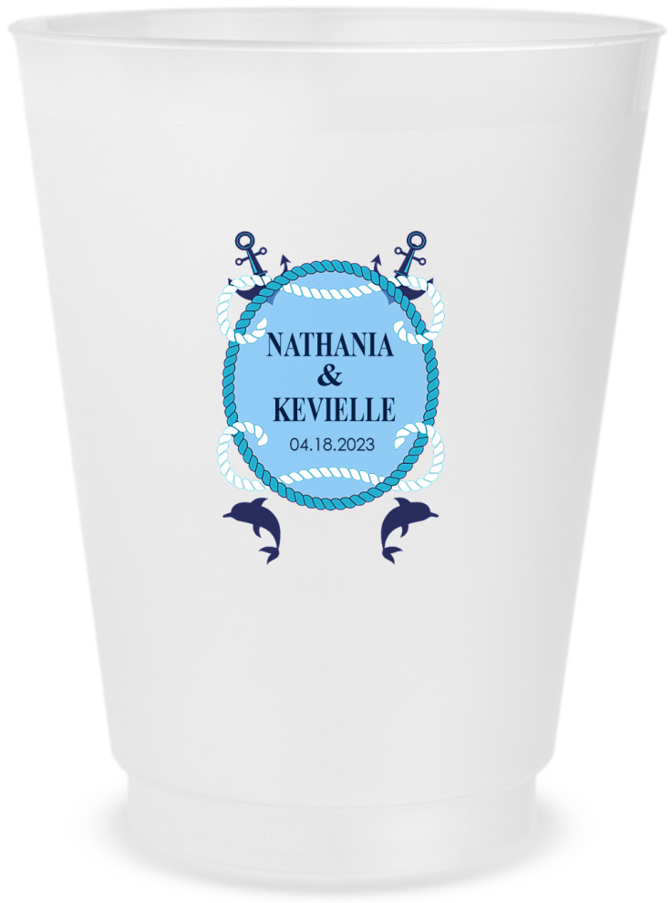 Customized Nautical Beach Wedding Frosted Stadium Cups