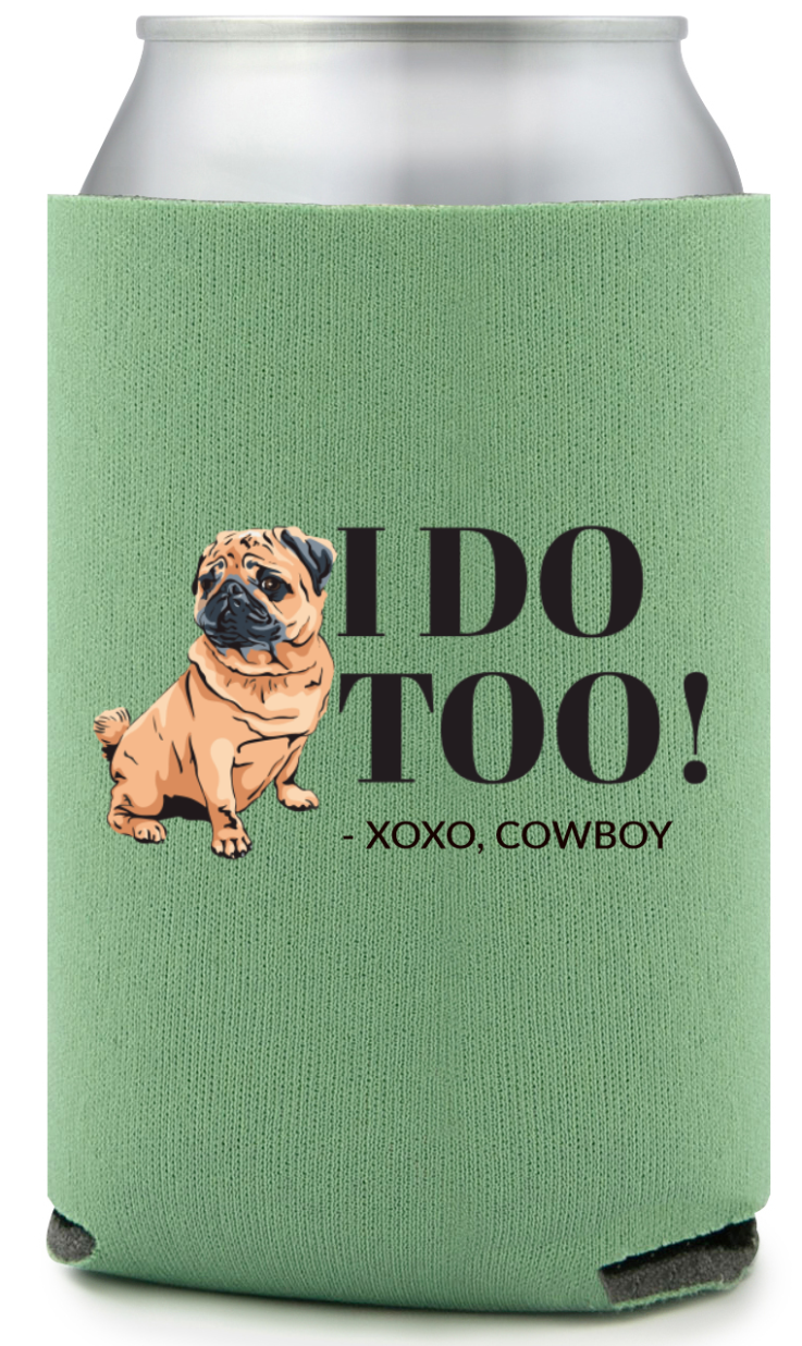 Customized Pug Adventure Begins Pet Wedding Full Color Can Coolers