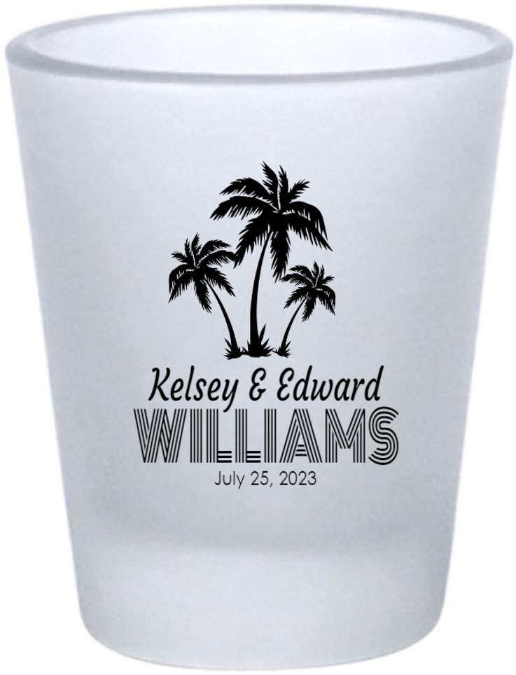 Customized Sandy Hugs And Salty Kisses Beach Wedding Frosted Shot Glasses