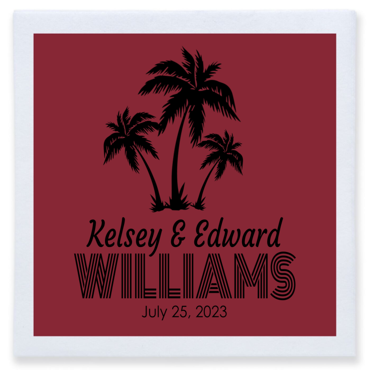 Customized Sandy Hugs And Salty Kisses Beach Wedding Premium Full Color Napkins