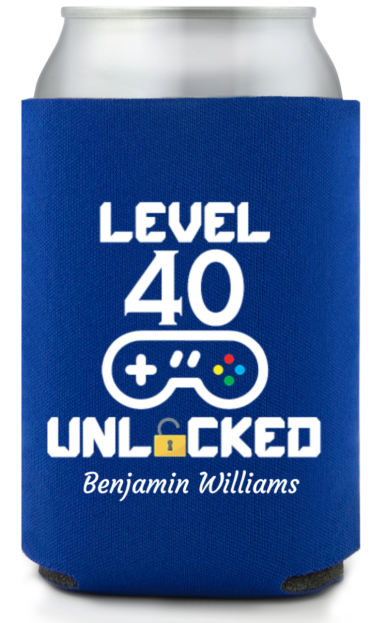 Level 40 Unlocked Birthday Full Color  Can Coolers