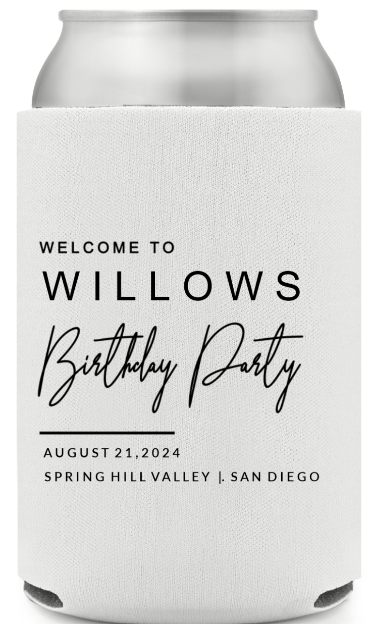 Modern Birthday Party Detailed Full Color Can Coolers