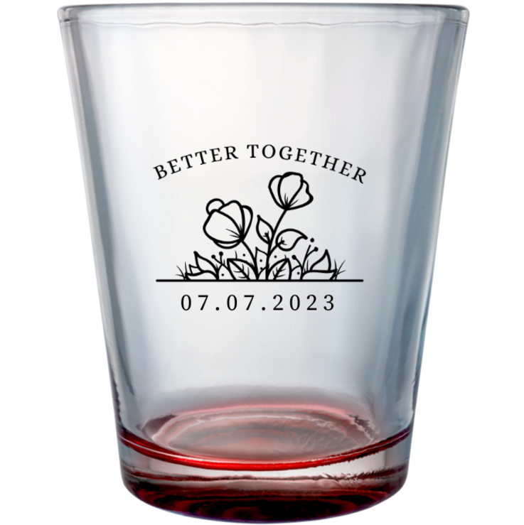 Personalized Better Together Floral Wedding Clear Shot Glasses