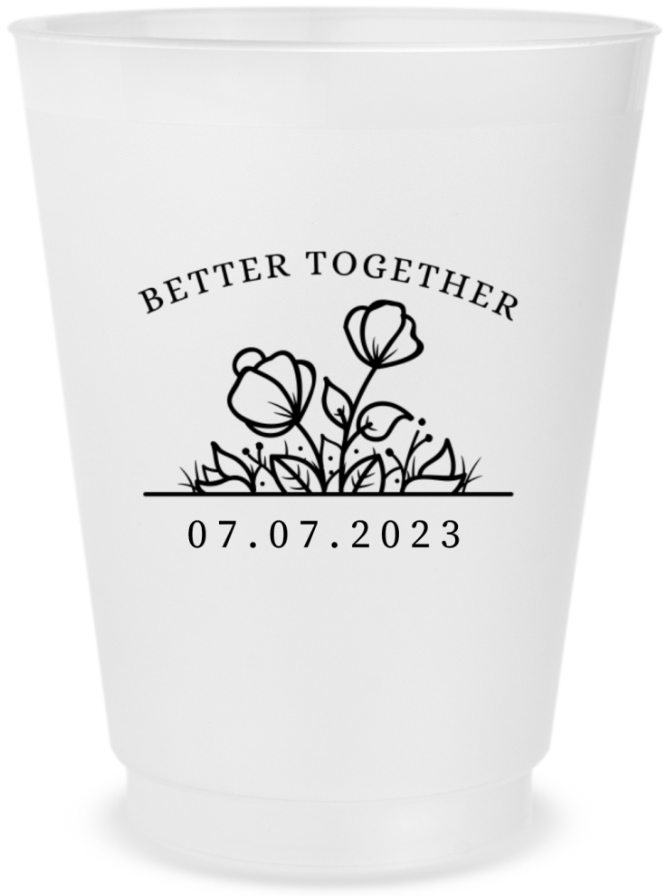 Personalized Better Together Floral Wedding Frosted Stadium Cups
