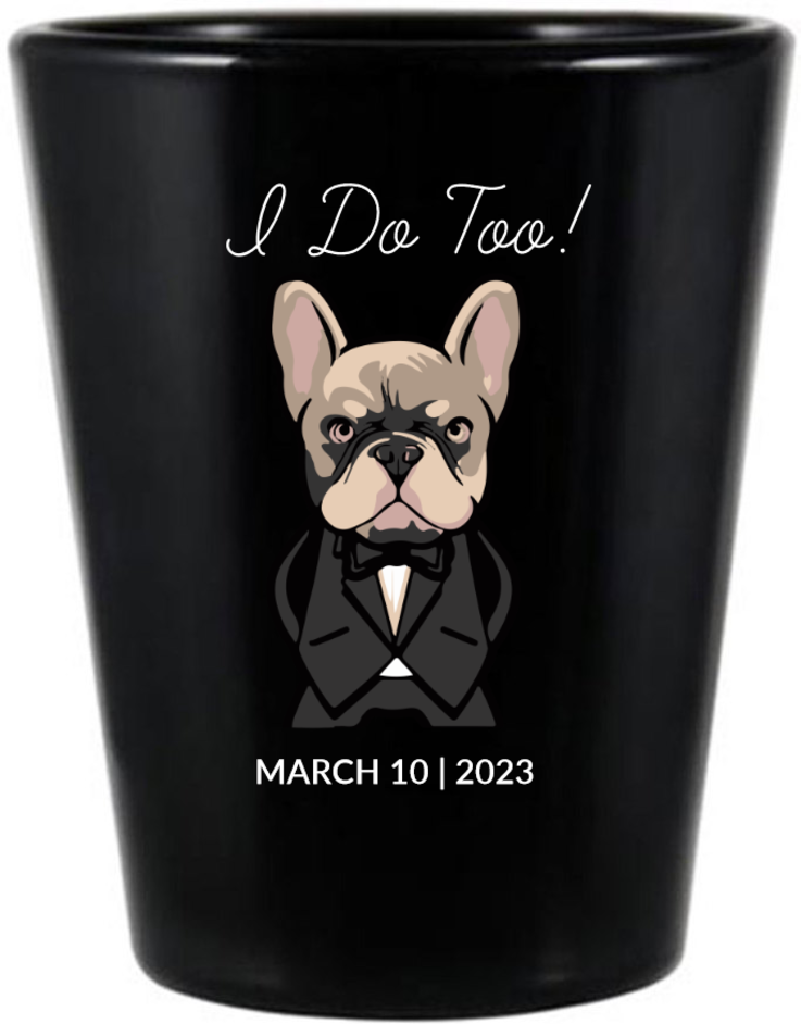 Personalized Bodyguard Pug Pet Wedding Black Shot Glasses