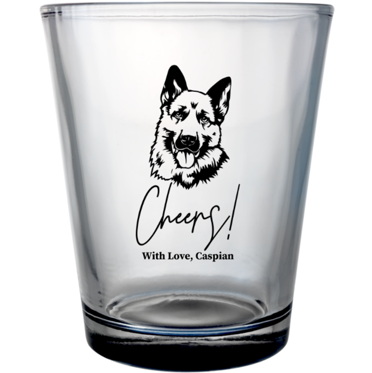 Personalized German Shepherd Cheers Pet Wedding Clear Shot Glasses