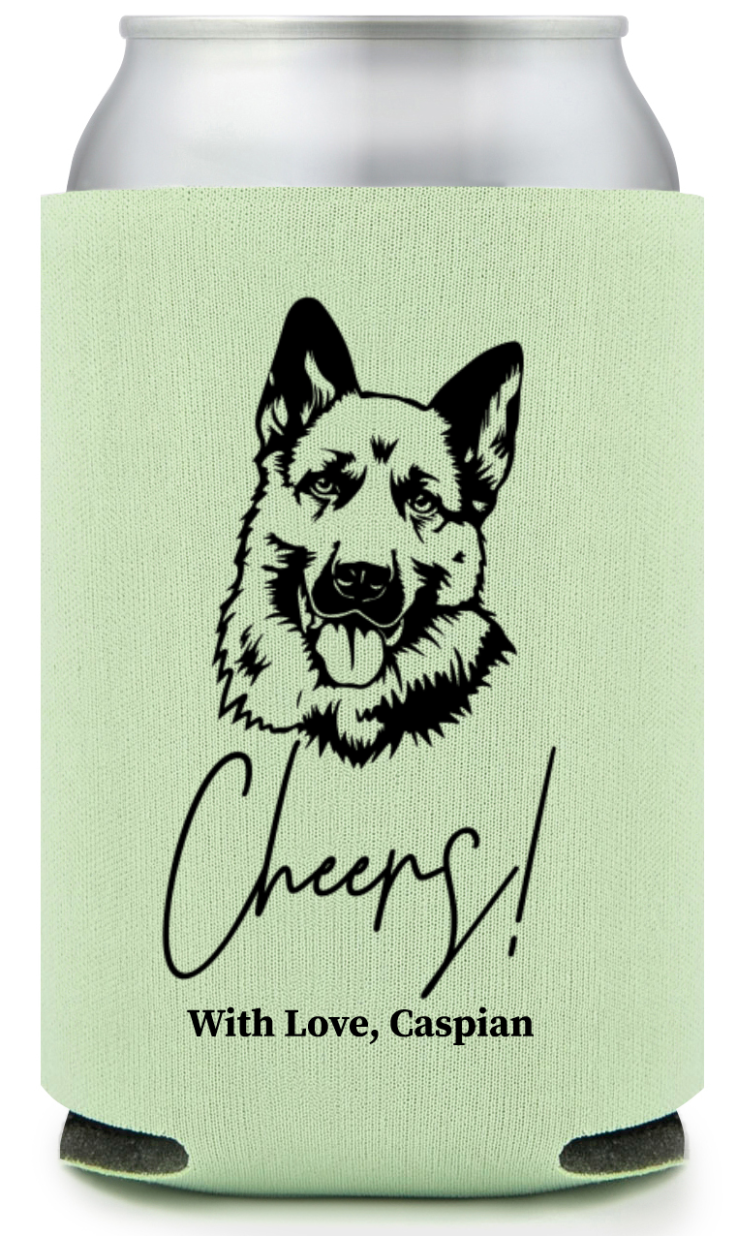 Personalized German Shepherd Cheers Pet Wedding Full Color Can Coolers