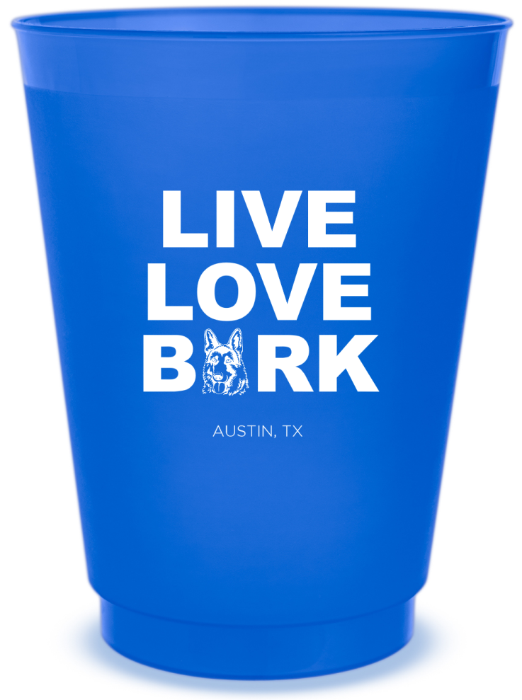 Personalized German Shepherd Live Love Bark Pet Wedding Frosted Stadium Cups