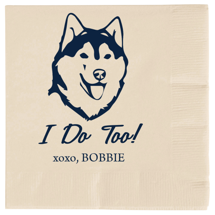 Personalized Husky I Do Too Pet Wedding Premium Napkins