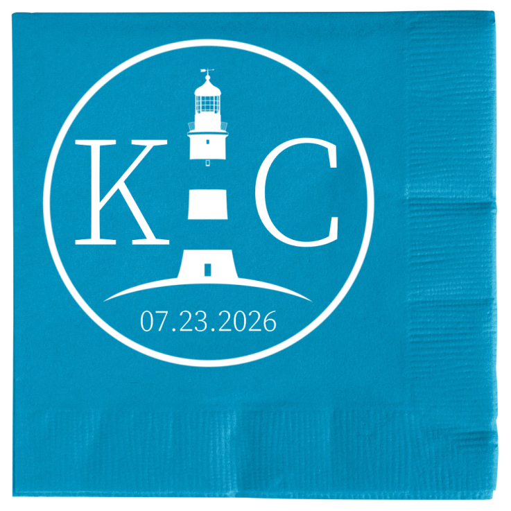 Personalized Light Tower Nautical Beach Wedding Premium Napkins
