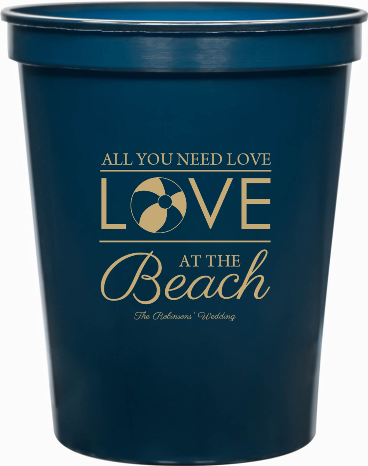 Personalized Love At The Beach Wedding Stadium Cups