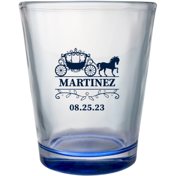 Personalized Monogram Carriage Fairytale Wedding Clear Shot Glasses